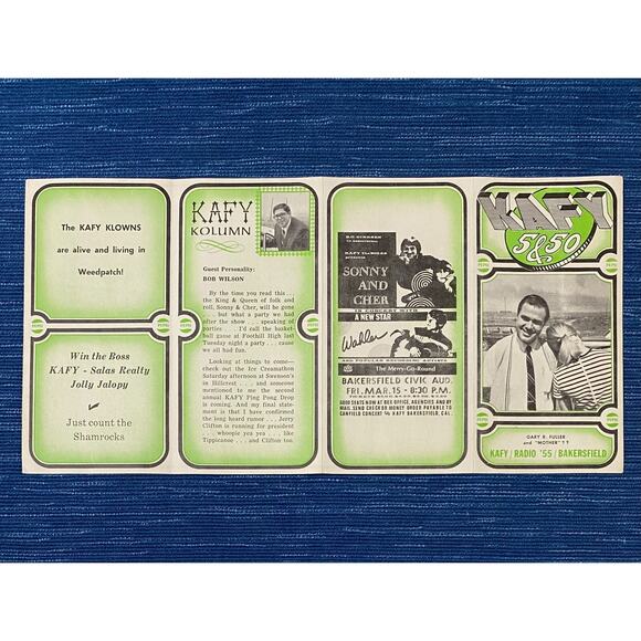 VTG 1968 Radio Station KAFY Music Survey Bakersfield CA Sonny & Cher Concert Ad3 - Picture 1 of 2